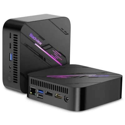 Image de Blackview MP100 2025 New Mini PC Gaming AMD Ryzen 7 5825U(8C/16T,jusqu&#039;à 4.5 GHz),Windows 11 Pro LPDDR4 16GB RAM 512GB NVME PCIe3.0 SSD,WiFi6/USB 3.2 * 2/4K UHD/RGB Lights/Type C 3.0 2/BT 5.2