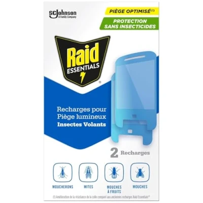 Image de Raid Essentials Anti Moucherons Recharge pour Piège Lumineux et mites Sans Insecticides 2 Recharges