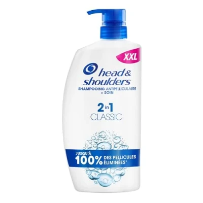 Image de Head &amp; Shoulders Classic 2 en 1 Shampoing Antipelliculaire, Tous Types de Cheveux, Pompe 1000ml. Jusqu&#039;à 100% des Pellicules Éliminées, Cliniquement Prouvé. Usage Quotidien. Rafraîchissant