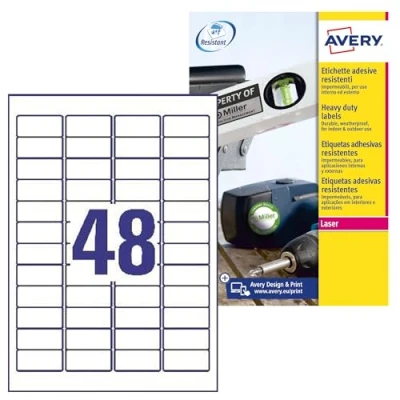 Image de etichette Poliestere Bianco Laser Avery 45,7 x 21,2 mm 48 L477820 (conf. 20)