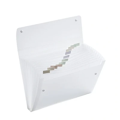 Image de Arpan Porte documents extensible A4 Pochette transparente à 13 soufflets Dossier multi sections avec fermeture portefeuille bouton pression par (transparent)