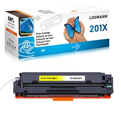 Image de LOSMANN Toner Cartouche de Remplacement pour HP 201X CF400X CF401X CF402X CF403X Color Laserjet Pro MFP M277dw M252dw M277n M252n M274n M277c6 M277 M252 ( 1 x Jaune )