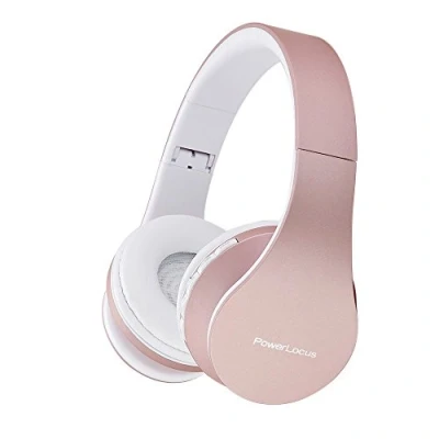 Image de PowerLocus Casque Bluetooth sans Fil avec Micro intégré Hi FI Stereo SD/TF, FM Radio Pliables pour iPhone/Android/iPad/Ordinateurs Portables (Or Rose)