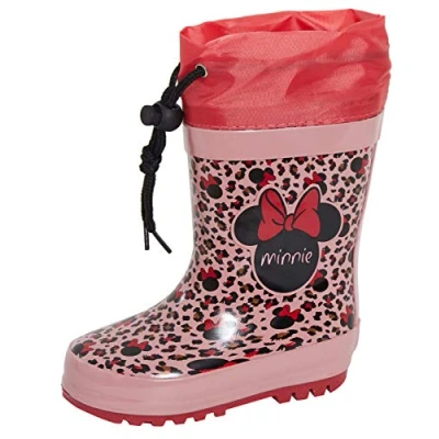 Image de Disney Minnie Mouse Wellingtons Bottes en caoutchouc pour fille avec doublure polaire, rose, 25 EU
