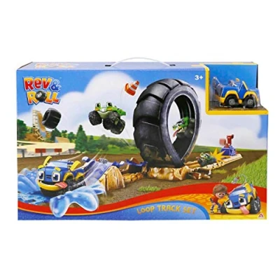 Image de Rev &amp; Roll CIRCUIT VOITURE LOOP TRACK Piste Modulable avec Looping Incluant 1 Véhicule Mini Action Rumble de 41 cm Inspirée du Dessin Animé Jouet Enfant 3 ans et +
