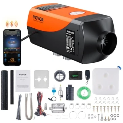 Image de VEVOR Chauffage Diesel 12 V 2 kW Consommation 0,12 0,26 L/h Réchauffeur d&#039;Air 8 36 ℃ Réglable 10 15 m² Contrôle Intelligente avec LCD Bluetooth Télécommande Réservoir L pour Camion Bateau RV
