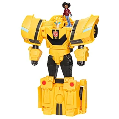Image de Transformers EarthSpark, Figurine Spin Changer Bumblebee de 20 cm avec Mo Malto 5 cm, à partir 6 Ans