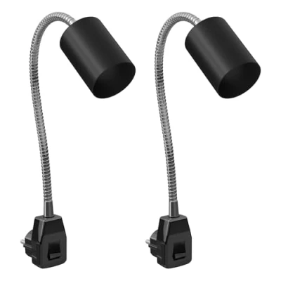 Image de ledscom.de 2 pièces Lampe à prise/lampe de lecture WAIKA, col cygne, interrupteur, noir, 1x GU10 max. 60W