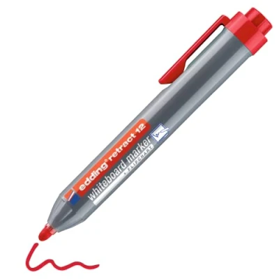 Image de edding retract 12 marqueur pour tableaux blancs rouge 1 stylo Pointe ronde 1,5 3 mm sans capuchon une utilisation d&#039;une main sur tableau blanc, magnétique, en liège, mémo et chevalet
