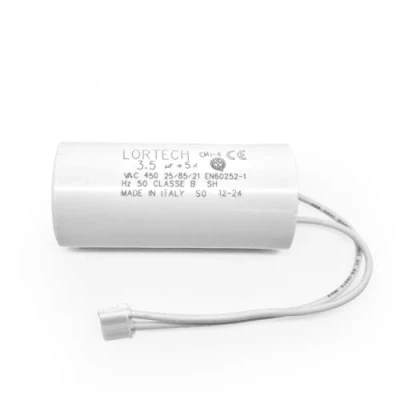 Image de Condensateur Moteur 3,5 µF avec Connecteur pour Volet Roulant Bubendorff, Made in Italy certifié par IMQ, fabrication haute qualité, dimension 25mm x 56 mm