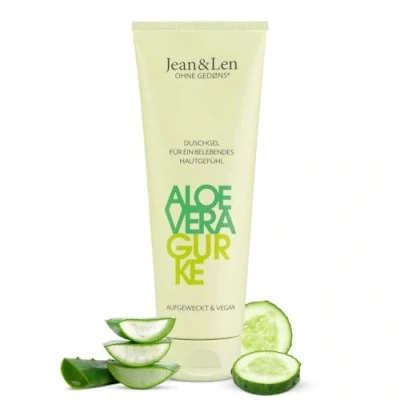 Image de Jean &amp; Len Gel douche Aloe Vera Concombre, convient à tous les types de peau, formulation soin végétalienne, pour une sensation peau vivifiante, pH idéal la végétalien, 250 ml
