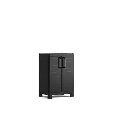 Image de Keter Bas Noir Armoire à 2 étagères réglables réalisée en résine Detroit Basse 65 x 45 97 cm Ecommerce Pack