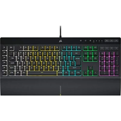 Image de Corsair K55 RGB Pro Membrane Clavier de Jeu Filaire IP42 Anti Poussière et Débordement 6 Touches Macro avec Intégration Elgato Compatible iCUE QWERTY UK PC, Mac, Xbox Noir