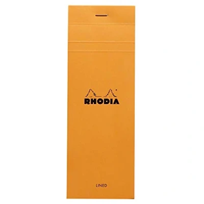 Image de RHODIA 8600C Bloc Notes Agrafé Shopping N8 Orange Ligné 7,4 x 21 cm 80 Feuillets Détachables Papier Clairefontaine Blanc g/m² Couverture en Carte Enduite Souple