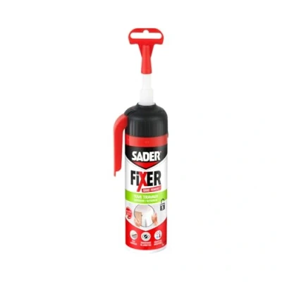 Image de SADER FIXER Sans Percer Tous Travaux Intérieur/Extérieur Transparent Mastic Colle Hybride, Collage Puissant, Matériaux, Peut se Peindre, Gâchette 110g
