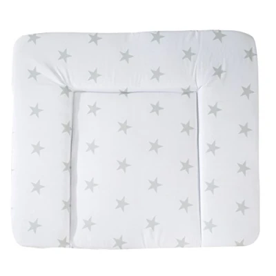 Image de roba Matelas à Langer Nettoyable 85 x 75 cm Little Stars Bords Rehaussés pour Table Sans Phtalate Motif Étoiles Grises sur Fond Blanc