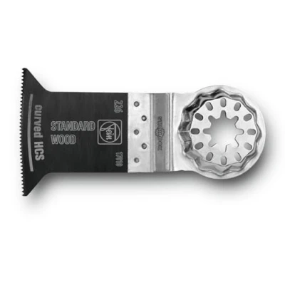 Image de FEIN Lame de scie standard E Cut curved, 3 Pce, 35x55 mm, Porte outil Starlock, Denture alternée. Forme étroite, taillée pour une vitesse coupe optimale et bonne évacuation des copeaux.