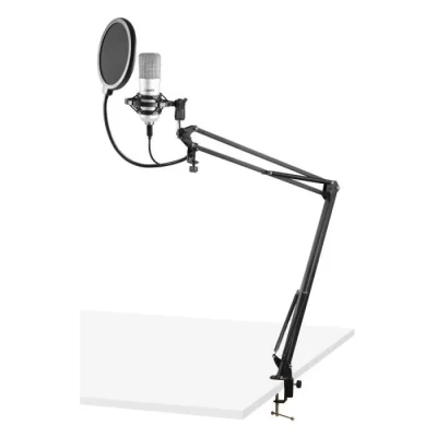 Image de VONYX CMS300S Microphone Streaming avec Bras Articulé Titane, Micro Professionnel Filtre Anti Pop, Idéal pour Gaming, ou Réaliser du Contenu Youtube et Twitch