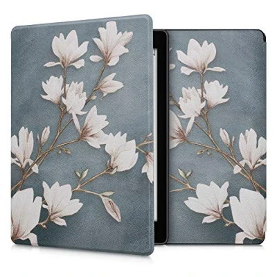 Image de kwmobile Étui Compatible avec Kobo Aura One Coque à Rabat magnétique Tablette eReader Similicuir Taupe Blanc Bleu Gris
