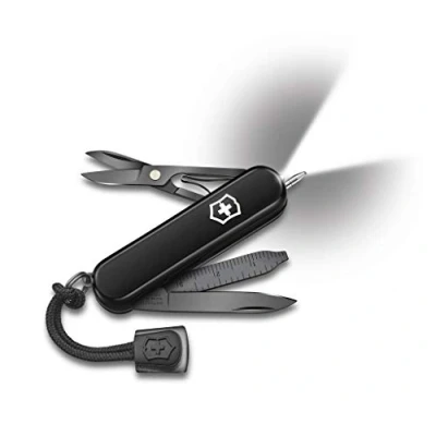 Image de Victorinox, Signature Lite Onyx Black, Couteau de Poche Suisse, Multifonction, Léger, 9 Fonctions, Petite lame, Ruler (cm), (in)
