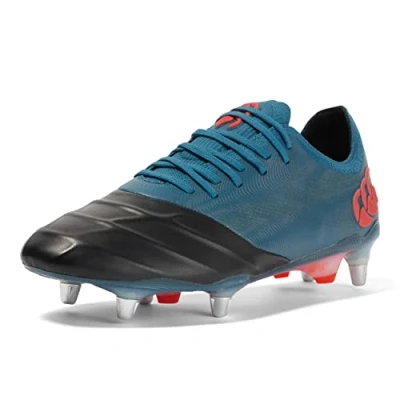 Image de Canterbury Mixte Phoenix Genesis Elite Soft Ground Chaussures de Rugby, Bleu océan Profond Noir Oxy Rouge feu, 39.5 EU