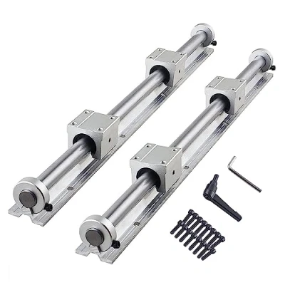 Image de CNCMANS Lot de 2 rails guidage linéaire SBR20 600 mm avec 4 blocs coulissants à roulement SBR20UU et anneaux butée sécurité 20 mm, pour imprimante 3D