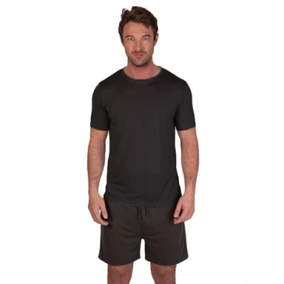 Image de Light &amp; Shade Crew Neck Top and Short Bottoms Pyjama Set Ensemble, Charbon, L Homme