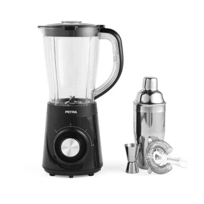 Image de Petra Ensemble de mélangeur à cocktail 2 réglages vitesse et fonction d’impulsion, lame en acier inoxydable, verrouillage/déverrouillage, pour mélanger des punchs/smoothies, 1,5 L, 500 W