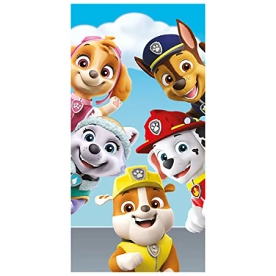Image de Serviette de sauna Pour enfant plage Paw Patrol avec Skye Chase Marschall Rubble Everest 70 x 140 cm 100 % coton garçons et filles