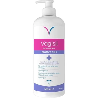 Image de Vagisil Soin Lavant Intime Protect Plus Pour L&#039;Hygiène Féminine Quotidienne, Avec Aloe Vera, Hypoallergénique, Aide À Protéger Contre Les Irritations, 500 ml