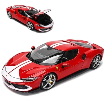 Image de HTLNUZD Bburago 1/18 2023 Voiture de course pour Ferrari 296 GTB ASSETTO FIORANO Alliage moulé sous pression Simulation Super Model Car Cadeau collection