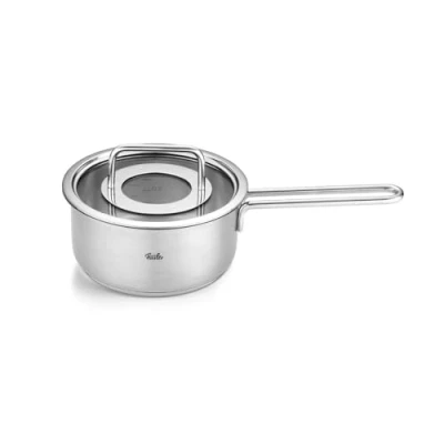 Image de Fissler Collection Pure Casserole En Acier Inoxydable (16 cm, 1,4 l), À Queue, Avec Couvercle Verre, Graduation Intérieure, Compatible Induction