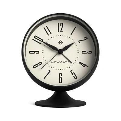 Image de NEWGATE Réveil rétro Semi dôme Spheric&#039; en Finition Silicone Noir Doux au Toucher, et Mouvement de Balayage Silencieux avec bip sonore d’Alarme numérique.