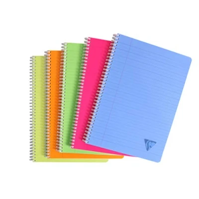 Image de Clairefontaine 328146C Collection Linicolor Fresh Un Cahier à Spirale A4 21x29,7 cm 180 Pages Lignées avec Marge Papier Blanc 90 g Couverture Polypro Transparent Couleur Aléatoire