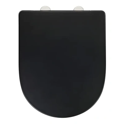 Image de WENKO Abattant WC Exclusive N3 Lunettes avec frein de chute Installation rapide Déclipsable pour entretien facile Idéal usage fréquent Duroplast antibacterien 36,5 x 45 cm Noir mat