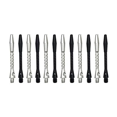 Image de BIPY Lot de 12 tiges fléchettes en aluminium noir et argent 2BA avec filetage standard