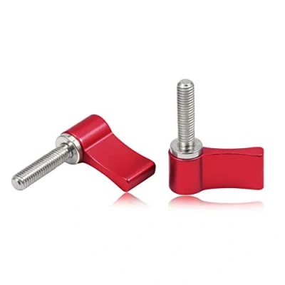 Image de SPEEDWOX Lot de 2 vis filetées mâles réglables M5 20 mm avec une aile unique en alliage d&#039;aluminium rouge levier rotatif pour appareil photo