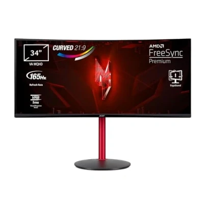 Image de Acer Nitro XZ342CUPbmiiphfx Écran PC Gaming 34&quot; WQHD, 144 Hz (3440x1440, 21:9, FreeSync, 1ms VRB, 400 Nits, Comfyview, BlueLightShield, 2xHDMI 2.0/1xDP 1.2) Moniteur Incurvé Inclinable, Couleur Noir