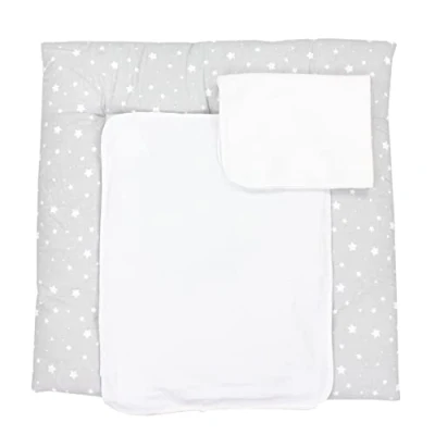 Image de TupTam Tapis à Langer avec 2 Housses Éponge Bébé, étoiles Gris 2, 76 x cm