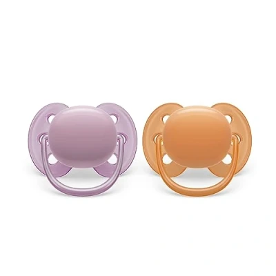 Image de Philips Avent Sucette ultra douce 2 sucettes douces et flexibles pour bébés âgés de 6 à 18 mois, sans BPA, avec étui transport stérilisateur (modèle SCF091/33)
