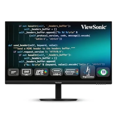 Image de Viewsonic VG Series VG2709U 2K écran plat de PC 68,6 cm (27 ) 2560 x 1440 pixels Quad HD LED Noir Neuf