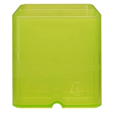 Image de Exacompta Réf. 67797D carton de 10 Pots à crayons PEN CUBE Linicolor Avec 2 compartiments taille et hauteur différentes Dimensions 7,4x7,4x9,3 cm Couleur vert pomme translucide