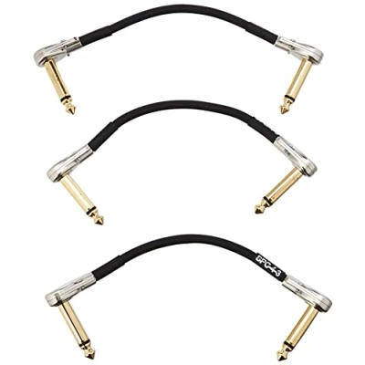 Image de BOSS BPC 4 3 THREE PACK 4in/10cm length Space saving pedal patch cable with slimline pancake plugs for pedalboards
