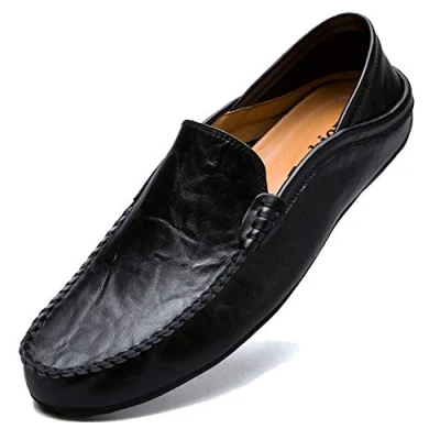 Image de Unitysow Mocassins Homme Cuir Slip on Penny Loafers LéGèRes Confort Chaussures de Conduite Plat Décontractées,Noir,EU 46