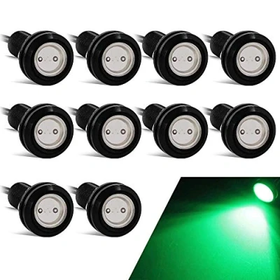 Image de yifengshun Universel 10 Pcs 18mm Eagle Eye LED Lumière DRL Feux Diurnes Super Lumineux 9W Feu Antibrouillard Queue/Inverse/Rond de Position pour Voiture Moto Vert 12V