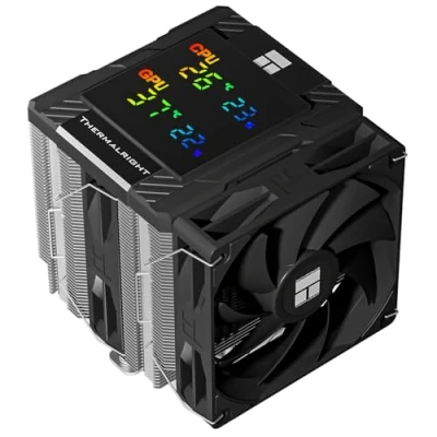 Image de Thermalright Peerless Assassin 120 Digital Black refroidisseur d&#039;air pour processeur, cache écran numérique, 6 caloducs, de processeur AM4/AM5, Intel LGA1700/1851/1150/1151/1200