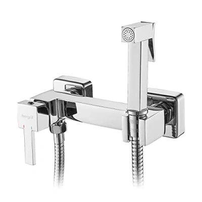 Image de Ibergrif WC Mitigeur Douche Set avec Flexible, Support, Douchette, Eau Chaude et Froide, Chromé