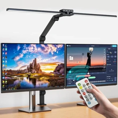 Image de KableRika Lampe de bureau avec Télécommande, 24W 80cm Double Tête, Grande LED Puissante, 4 Luminosité &amp; Températures, lumiere pince pour Design, Lecture, Dessin, Moniteur