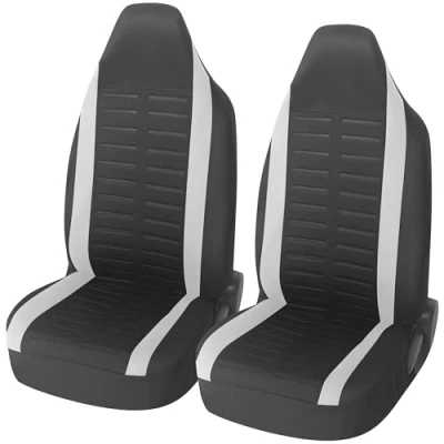 Image de upgrade4cars Housses de Siège Voiture Avant Appui Tête Intégré Universelle Noir Blanc Housse Sieges Auto Universel pour Conducteur et Passager