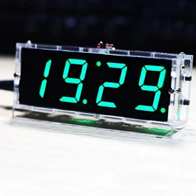 Image de Nimoa DIY Kit d&#039;horloge électronique 4 numérique à LED Afficher automatiquement l&#039;heure/température(Vert)